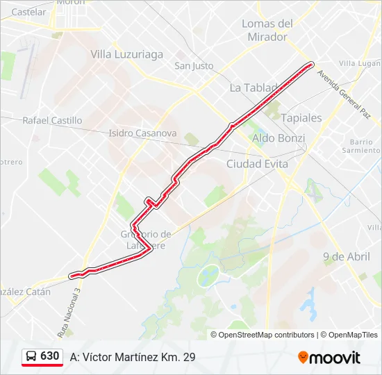 630 Colectivo Line Map