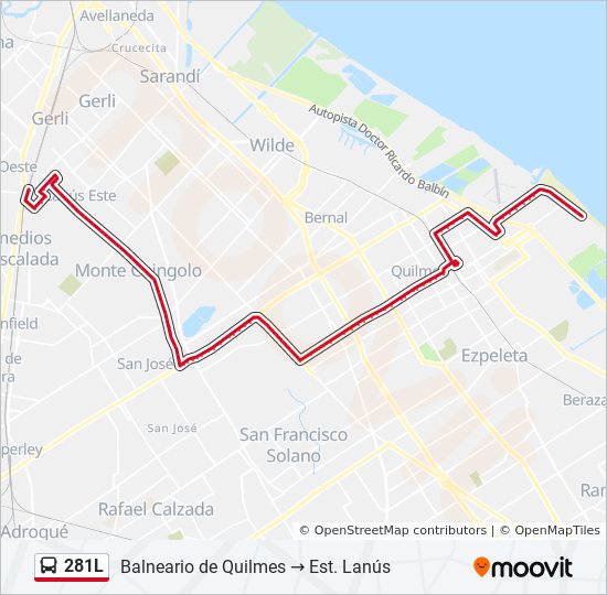 Mapa de 281L de Colectivo
