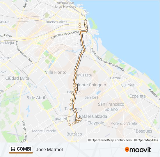 Mapa de COMBI de Colectivo