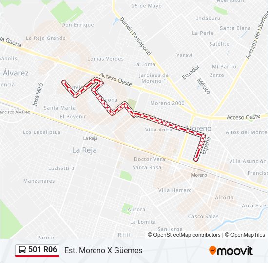 Mapa de 501 R06 de colectivo