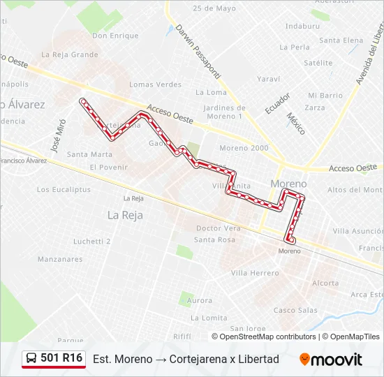 501 R16 Colectivo Line Map