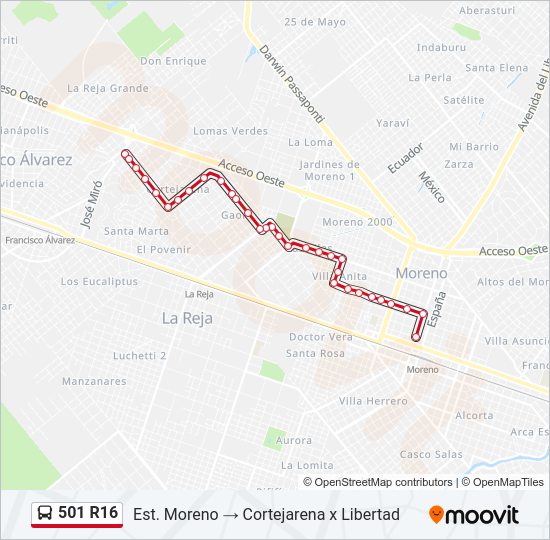 501 R16 Colectivo Line Map