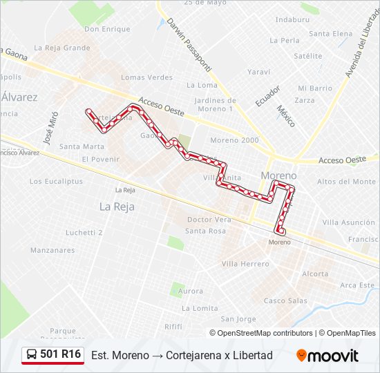 501 R16 colectivo Line Map