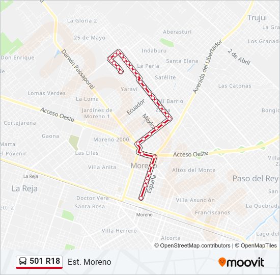 501 R18 Colectivo Line Map