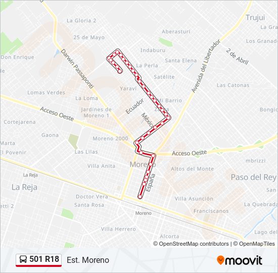 501 R18 colectivo Line Map