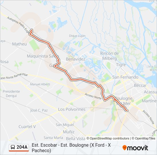 Mapa de 204A de Colectivo