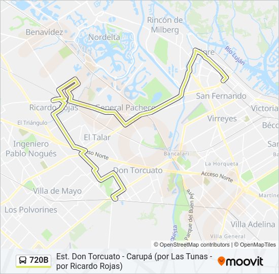 Mapa de 720B de Colectivo