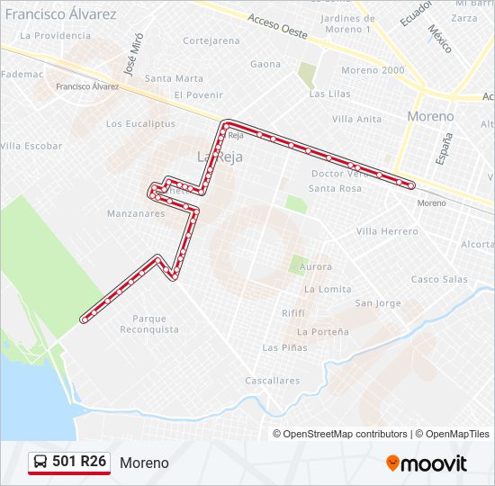 501 R26 Colectivo Line Map
