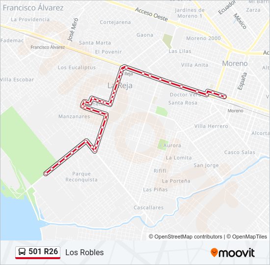 501 R26 Colectivo Line Map