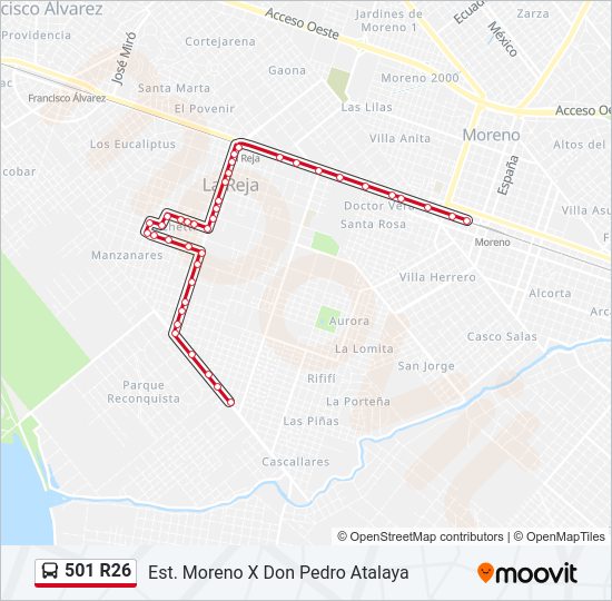 501 R26 Colectivo Line Map