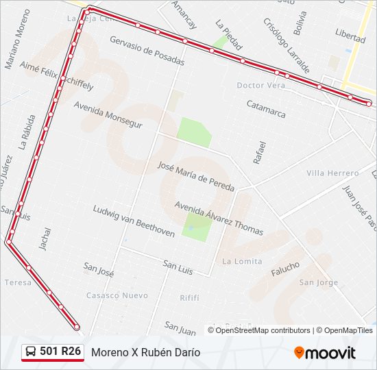 Ruta 501 R26: Horarios, Paradas Y Mapas - Moreno X Rubén Darío 