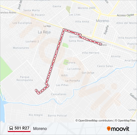 Mapa de 501 R27 de Colectivo