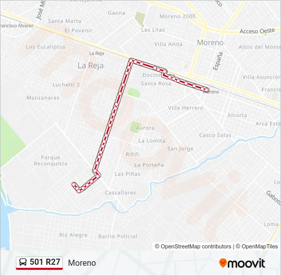501 R27 Colectivo Line Map