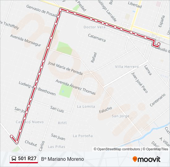 Mapa de 501 R27 de Colectivo