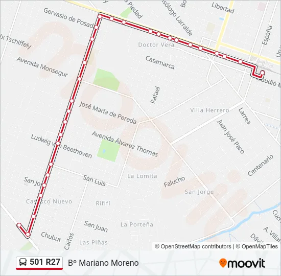 501 R27 Colectivo Line Map