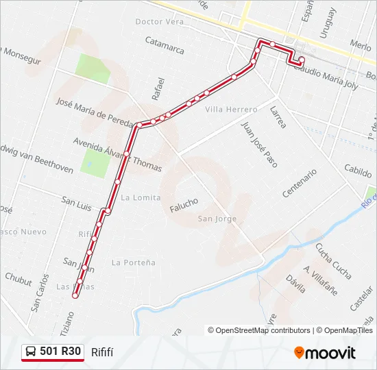 501 R30 Colectivo Line Map