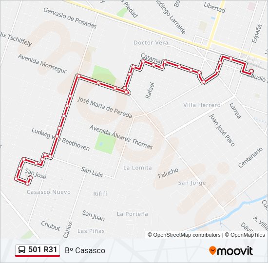 501 R31 Colectivo Line Map