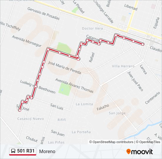501 R31 Colectivo Line Map