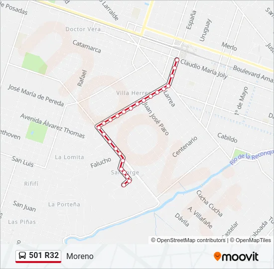 501 R32 Colectivo Line Map