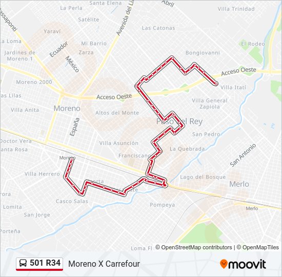 501 R34 Colectivo Line Map