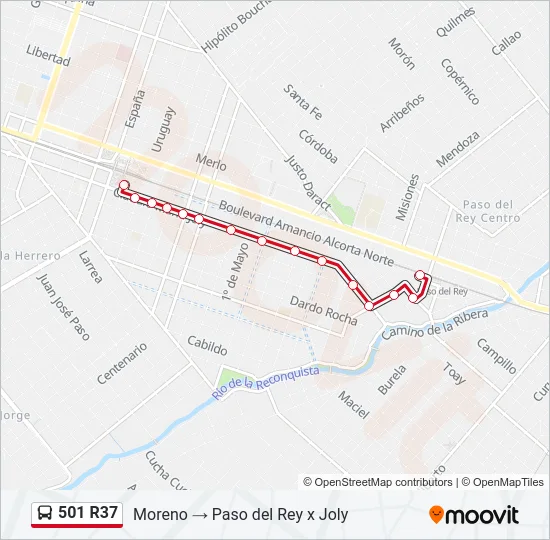 Mapa de 501 R37 de Colectivo