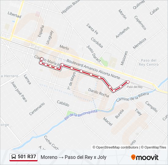Mapa de 501 R37 de Colectivo