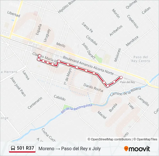 501 R37 Colectivo Line Map