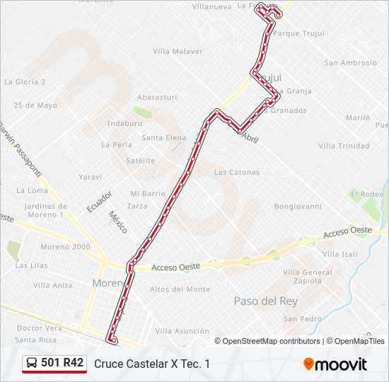 501 R42 Colectivo Line Map
