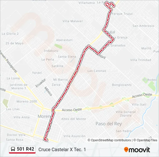 501 R42 Colectivo Line Map
