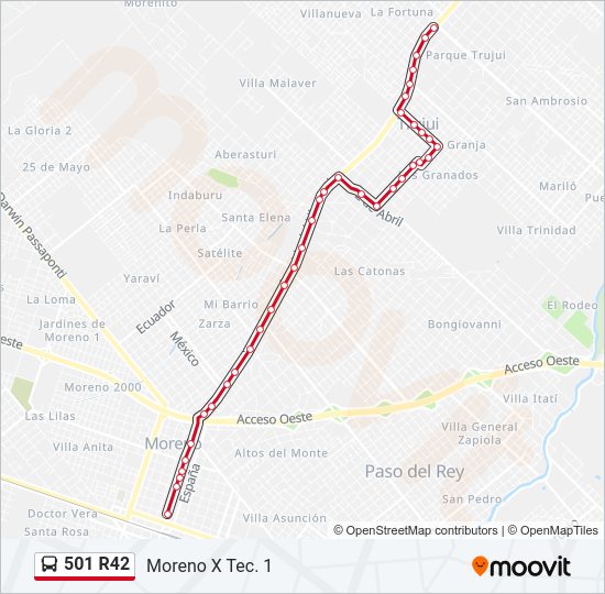 501 R42 Colectivo Line Map