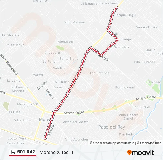 501 R42 Colectivo Line Map