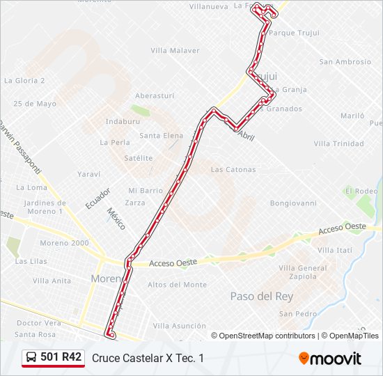 Mapa de 501 R42 de colectivo