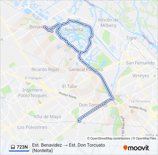 Mapa de 723N de Colectivo