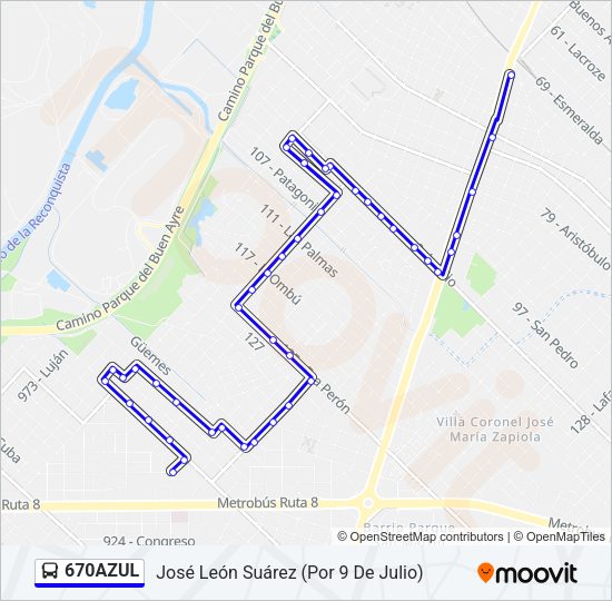 Mapa de 670AZUL de Colectivo