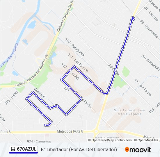 Mapa de 670AZUL de Colectivo