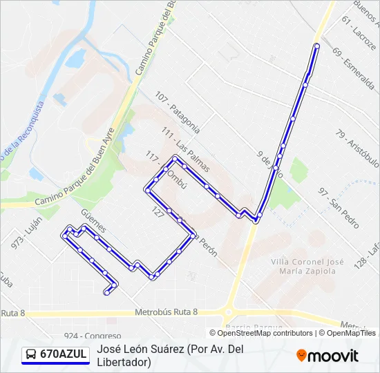 670AZUL Colectivo Line Map