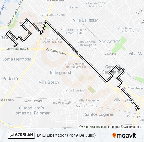 Mapa de 670BLAN de Colectivo