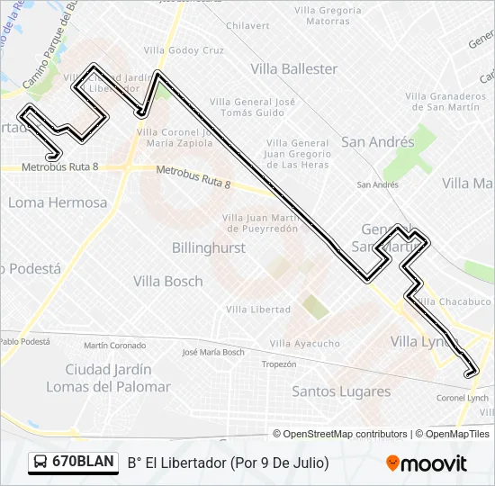 670BLAN Colectivo Line Map