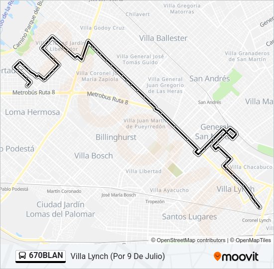 670BLAN Colectivo Line Map