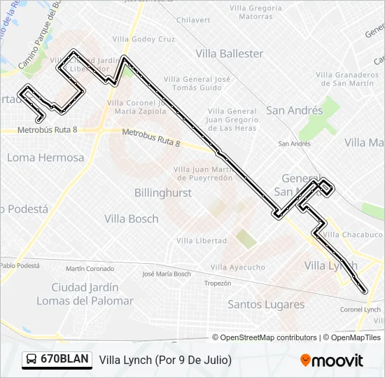 670BLAN Colectivo Line Map