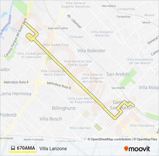 Mapa de 670AMA de Colectivo