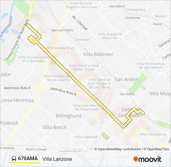 Mapa de 670AMA de Colectivo