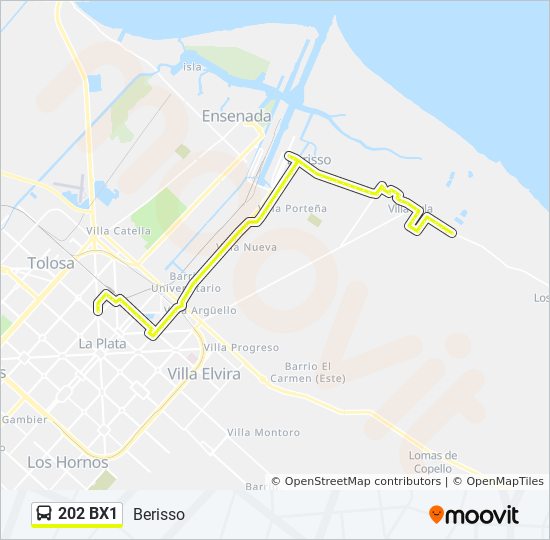 Mapa de 202 BX1 de Colectivo