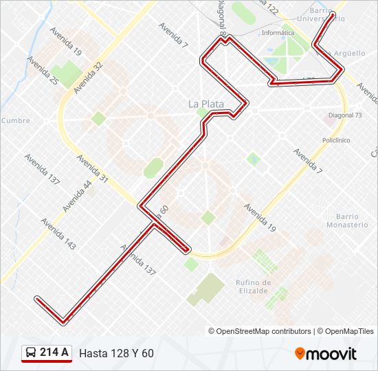 Mapa de 214 A de colectivo