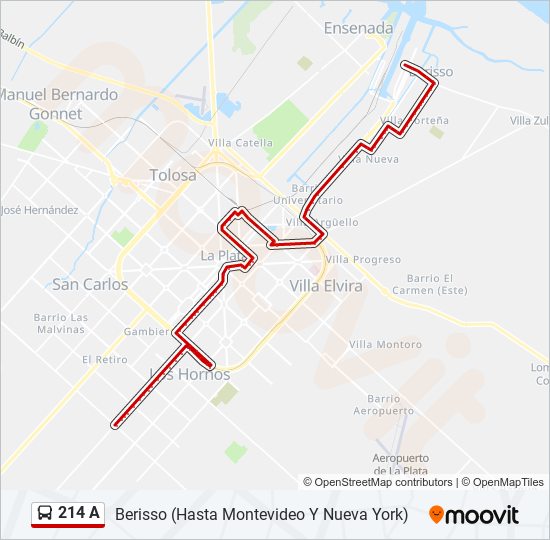 Mapa de 214 A de colectivo