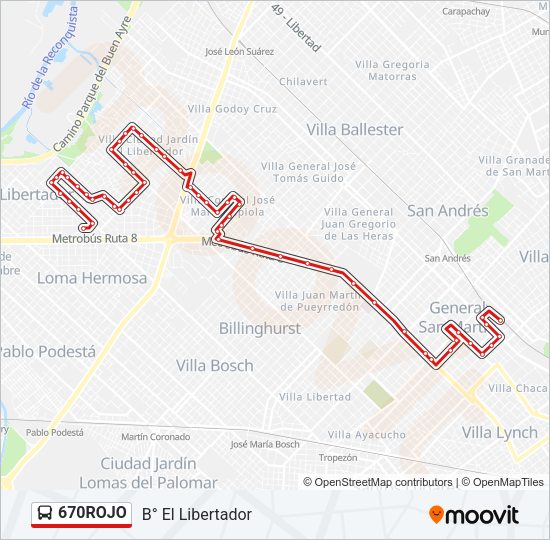 670ROJO Colectivo Line Map