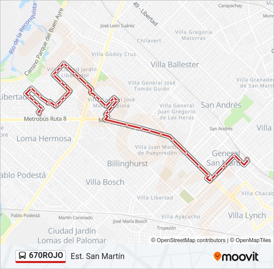 670ROJO Colectivo Line Map