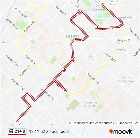 Mapa de 214 B de Colectivo