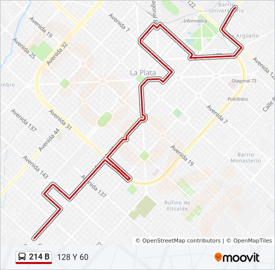 Mapa de 214 B de Colectivo