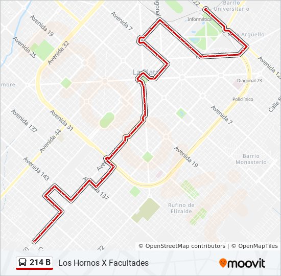 Mapa de 214 B de Colectivo